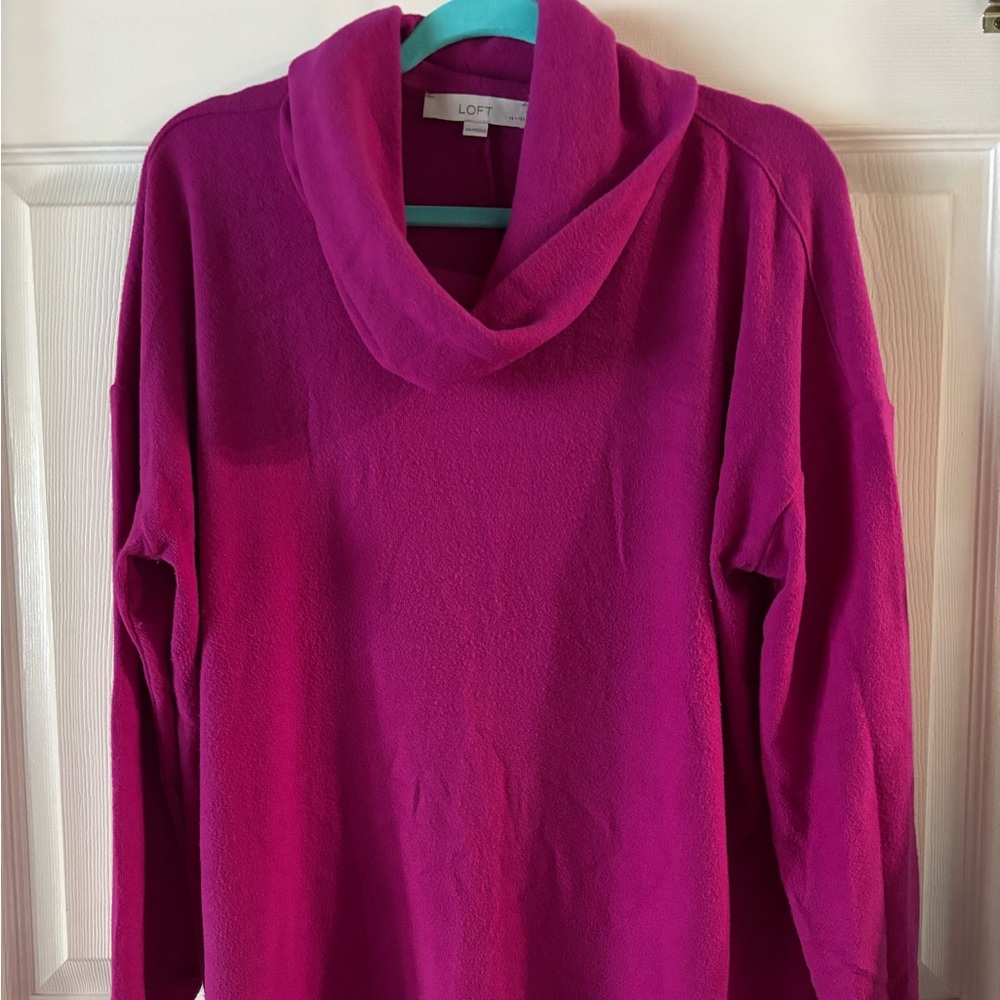 Loft hot pink light sweater with cowl neck!